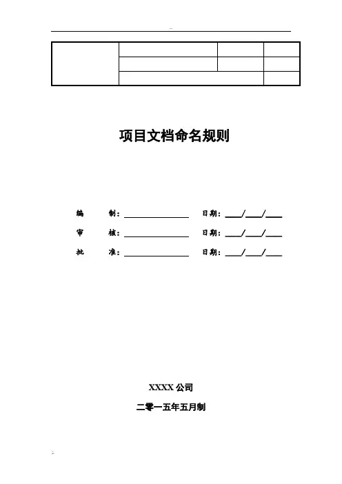 项目文档命名规则及格式要求