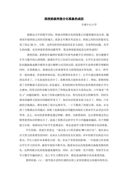 谈小学数学两极分化现象的成因与解决策略