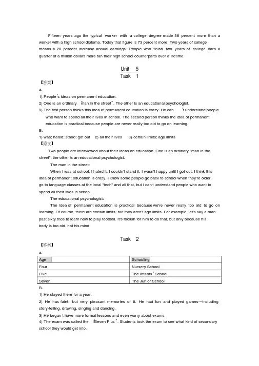 《现代大学英语听力2》听力原文及题目答案Unit5
