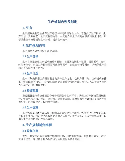 生产规划内容及制定