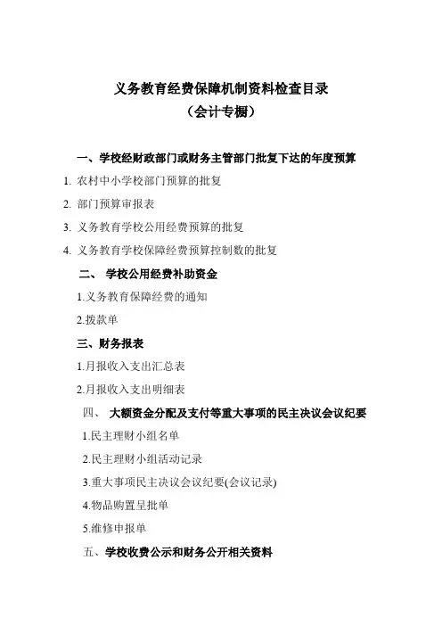 迎检资料目录(自制)