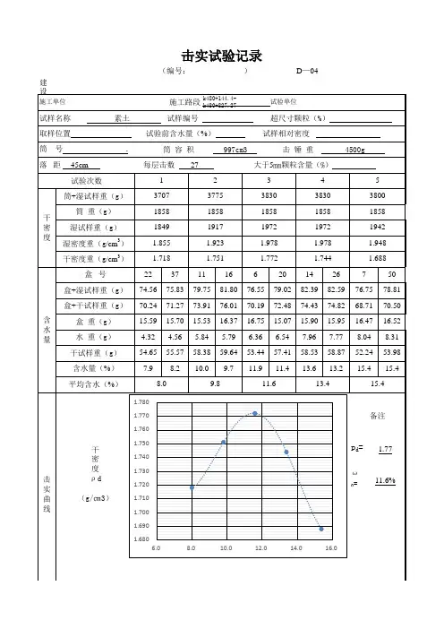 土工击实、颗分、液塑限(带修约)