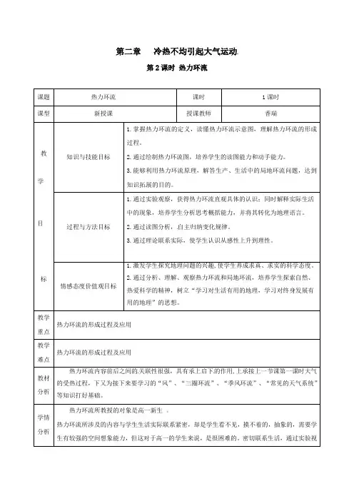 热力环流教学设计