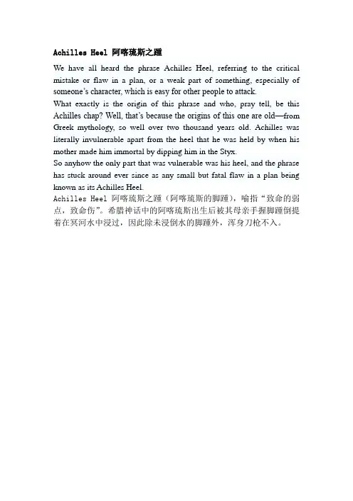 Achilles Heel 阿喀琉斯之踵