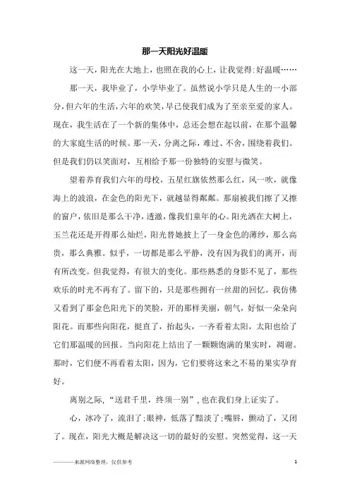 那一天阳光好温暖_初二作文