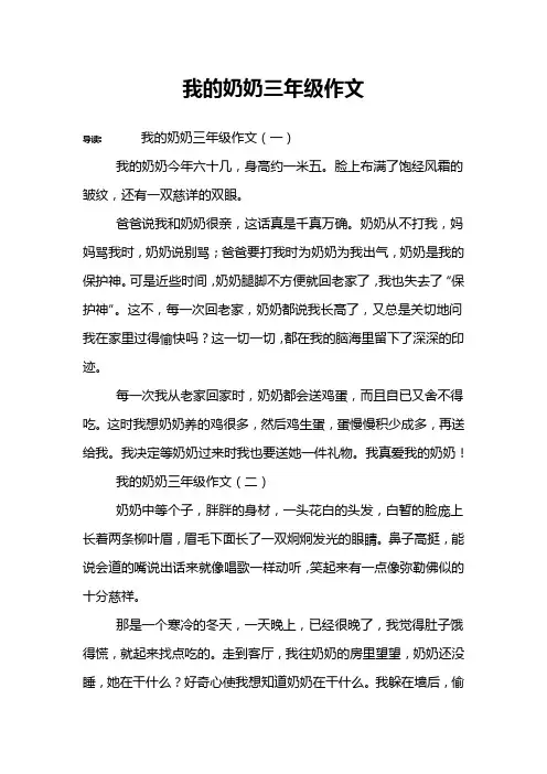 我的奶奶三年级作文
