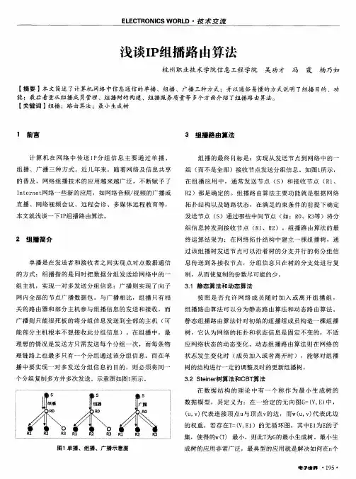 浅谈IP组播路由算法