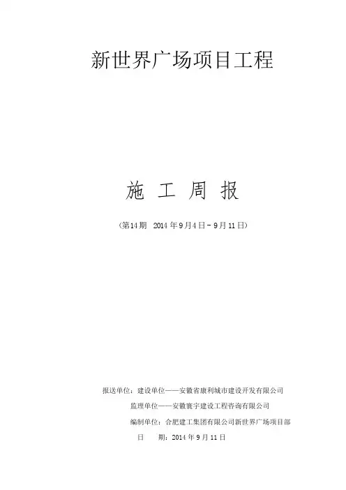 施工周报第13期20140904