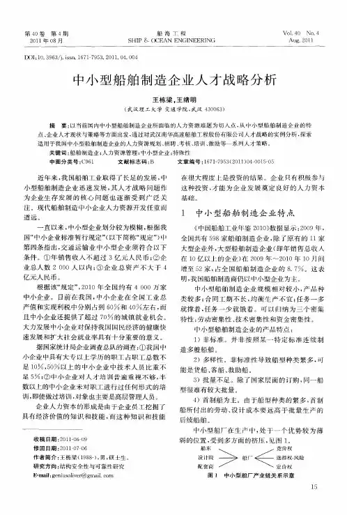 中小型船舶制造企业人才战略分析
