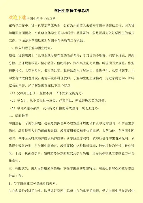 学困生帮扶工作总结 3