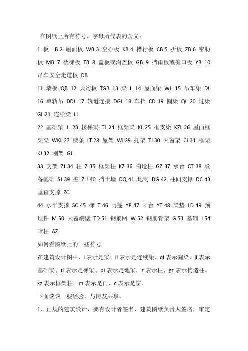 建筑图纸上所有符号字母所代表的含义