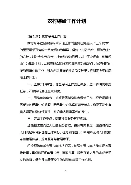 农村综治工作计划