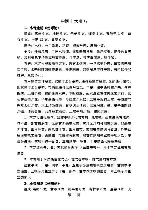 中医十大名方