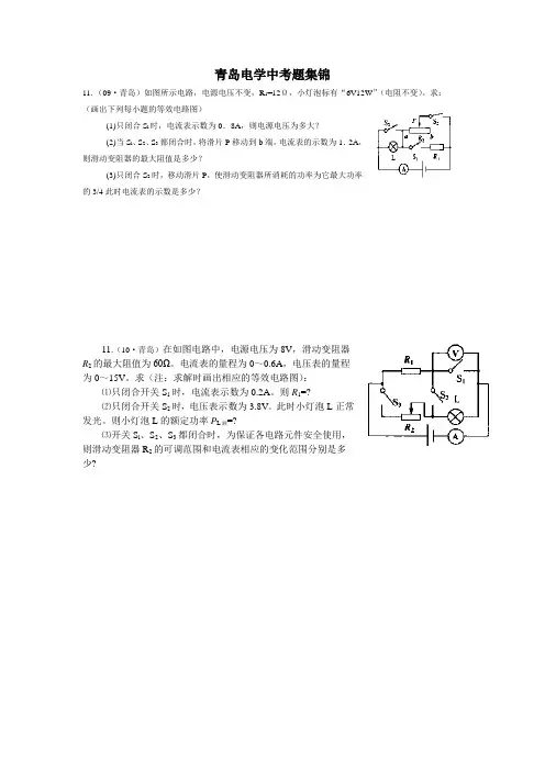 青岛物理中考电学中考题集锦