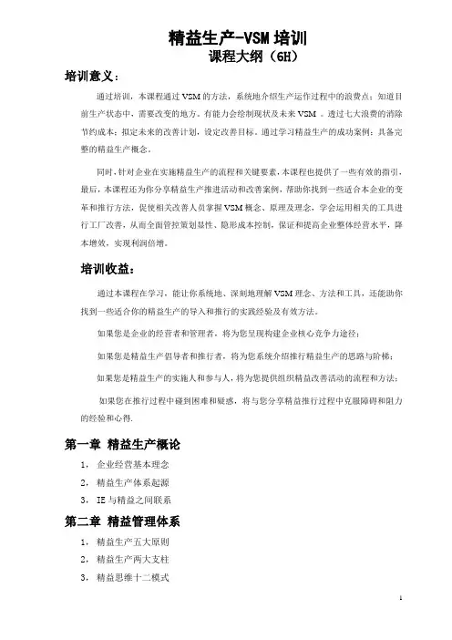 精益生产VSM课程大纲.doc