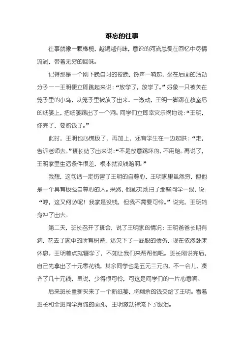 初一作文：难忘的往事作文600字
