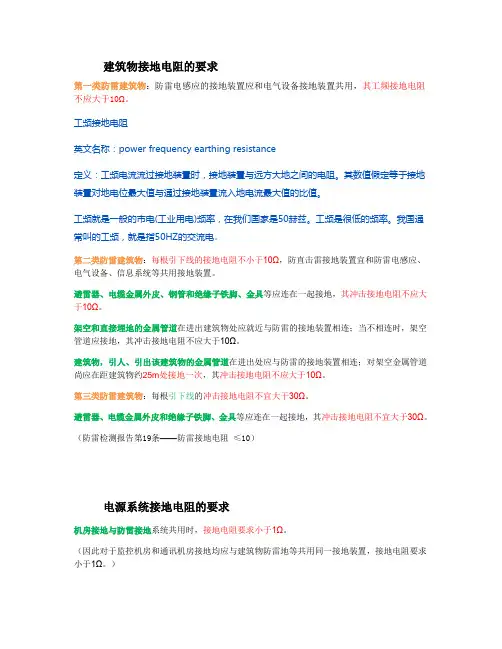 防雷接地电阻规范