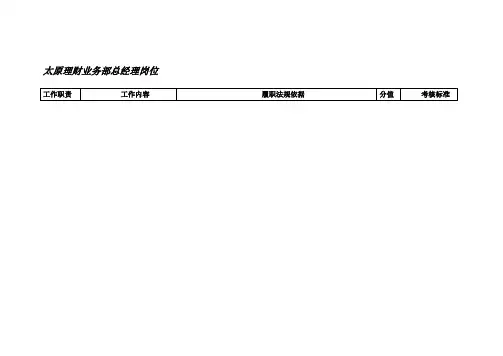 太原理财业务部总经理岗位---职位说明书