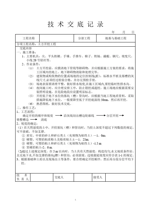 土建技术交底【范本模板】