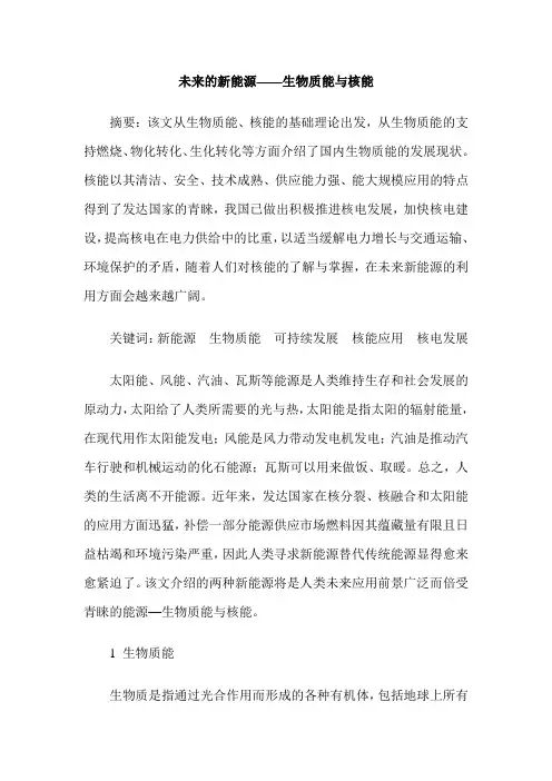 未来的新能源——生物质能与核能