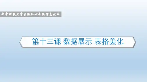 华中科大版七年级上册信息技术13.数据展示表格美化