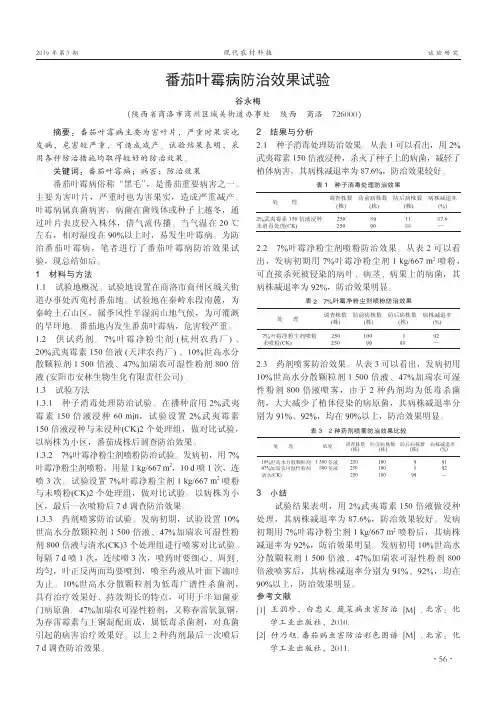 番茄叶霉病防治效果试验