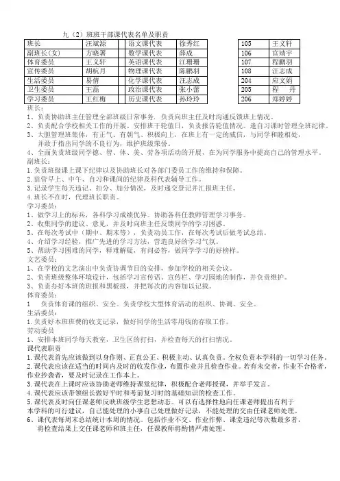 课代表职责