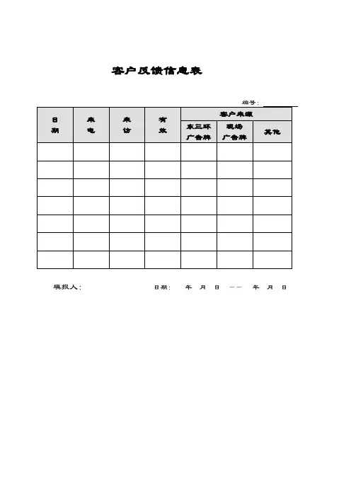 客户反馈信息表