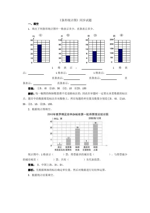 人教版四上数学 条形统计图 同步试题