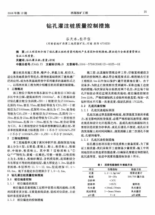 钻孔灌注桩质量控制措施