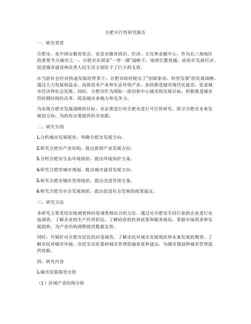 合肥可行性研究报告
