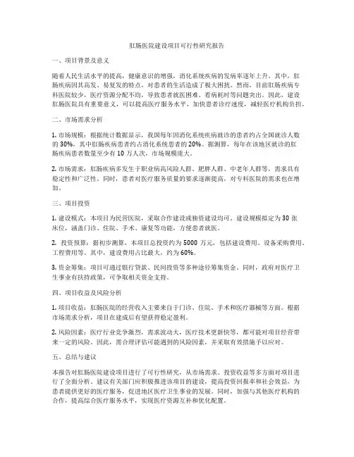 肛肠医院建设项目可行性研究报告