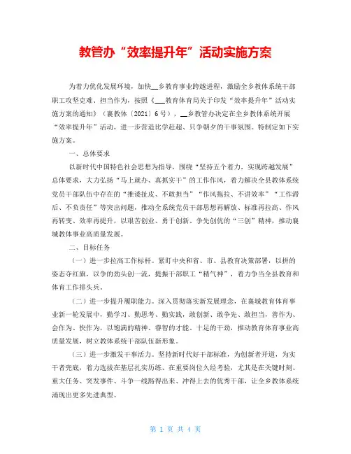 教管办“效率提升年”活动实施方案