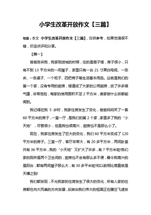 小学生改革开放作文【三篇】