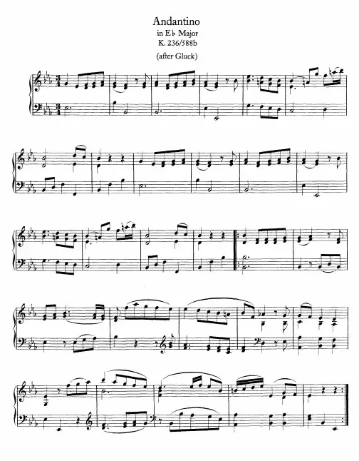 Andantino in Eb, K 236 原版 五线谱 钢琴谱 正谱