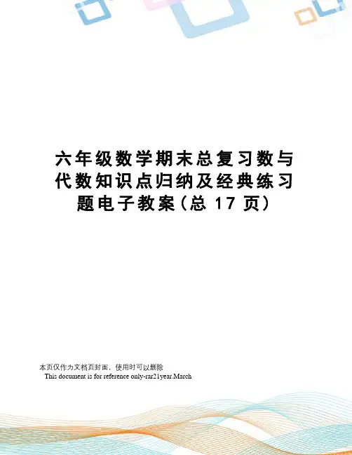 六年级数学期末总复习数与代数知识点归纳及经典练习题电子教案