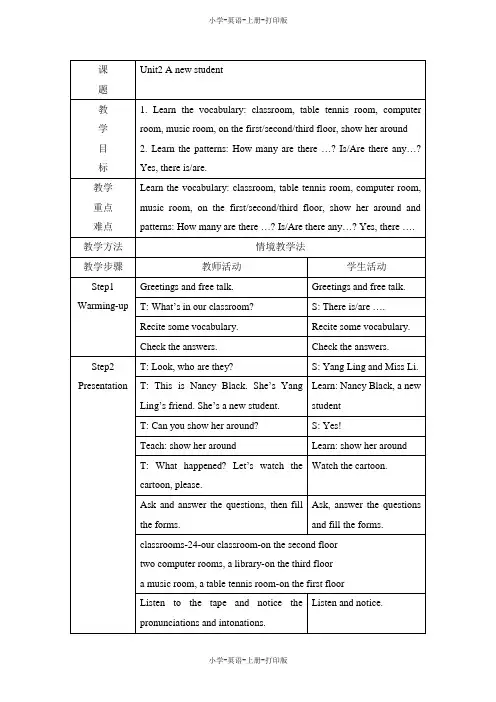 牛津译林版-英语-五年级上册-五上U2四课时教案