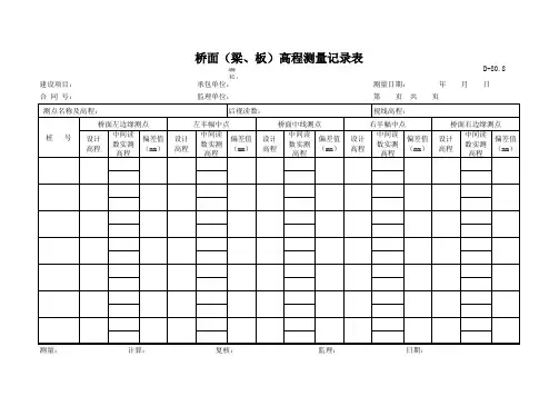 桥面(梁、板)高程测量记录表