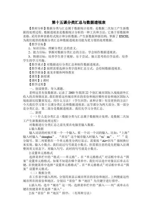 15分类汇总与数据透视表