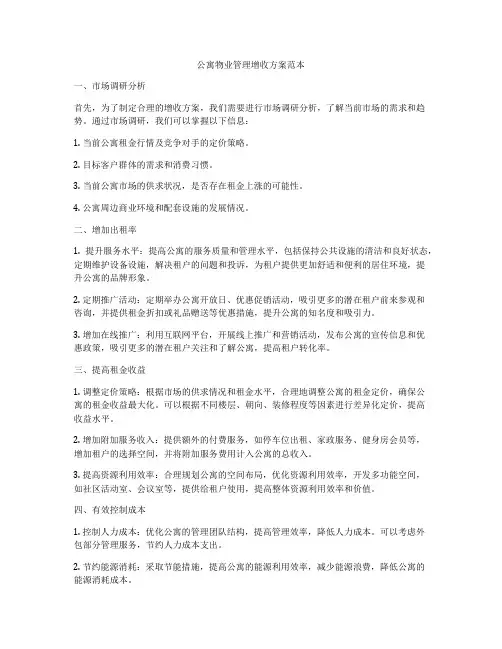 公寓物业管理增收方案范本