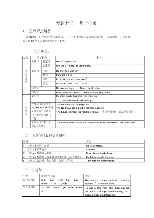 人教版新目标高考英语第二轮语法专题复习十二