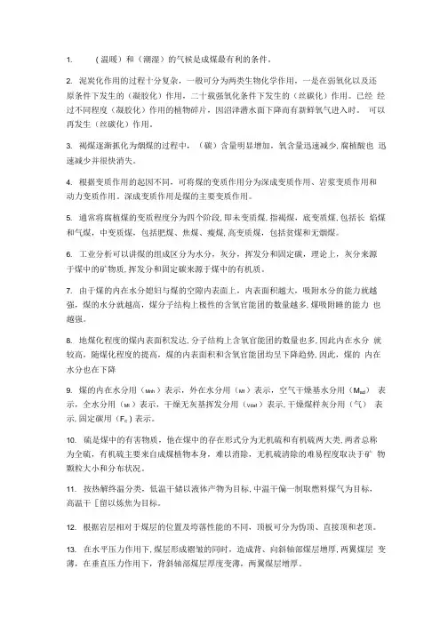 煤矿地质学期末复习.doc