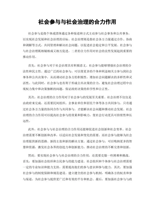 社会参与与社会治理的合力作用