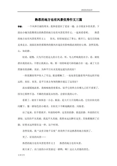 熟悉的地方也有风景优秀作文三篇