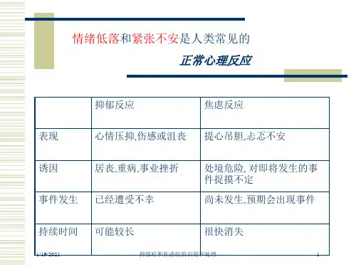 抑郁症和焦虑症的识别和处理培训课件