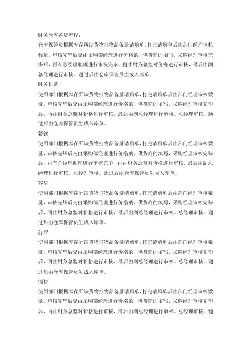 财务仓库备货流程
