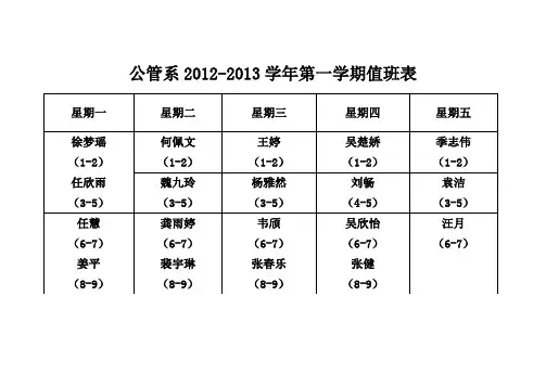 学生会值班表