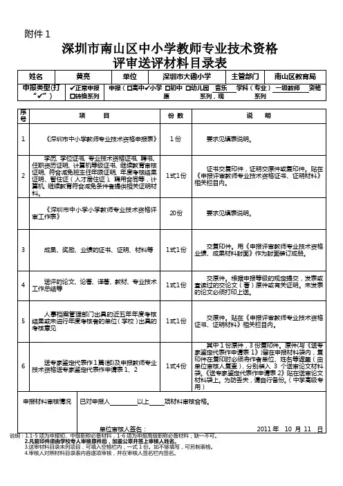 深圳市中小学教师专业技术资格评审
