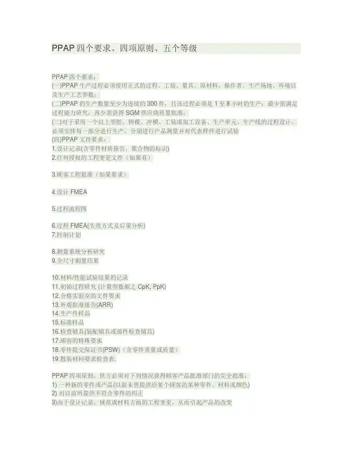 PPAP四个要求、四项原则、五个等级
