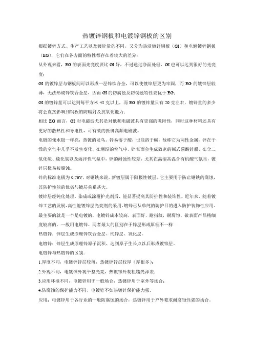 热镀锌钢板和电镀锌钢板的区别